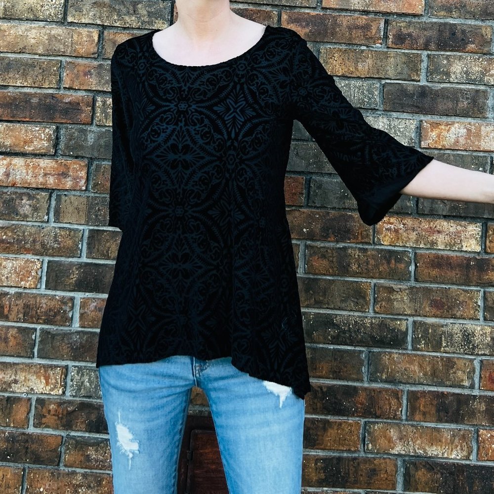 Bell Sleeve Suede Top